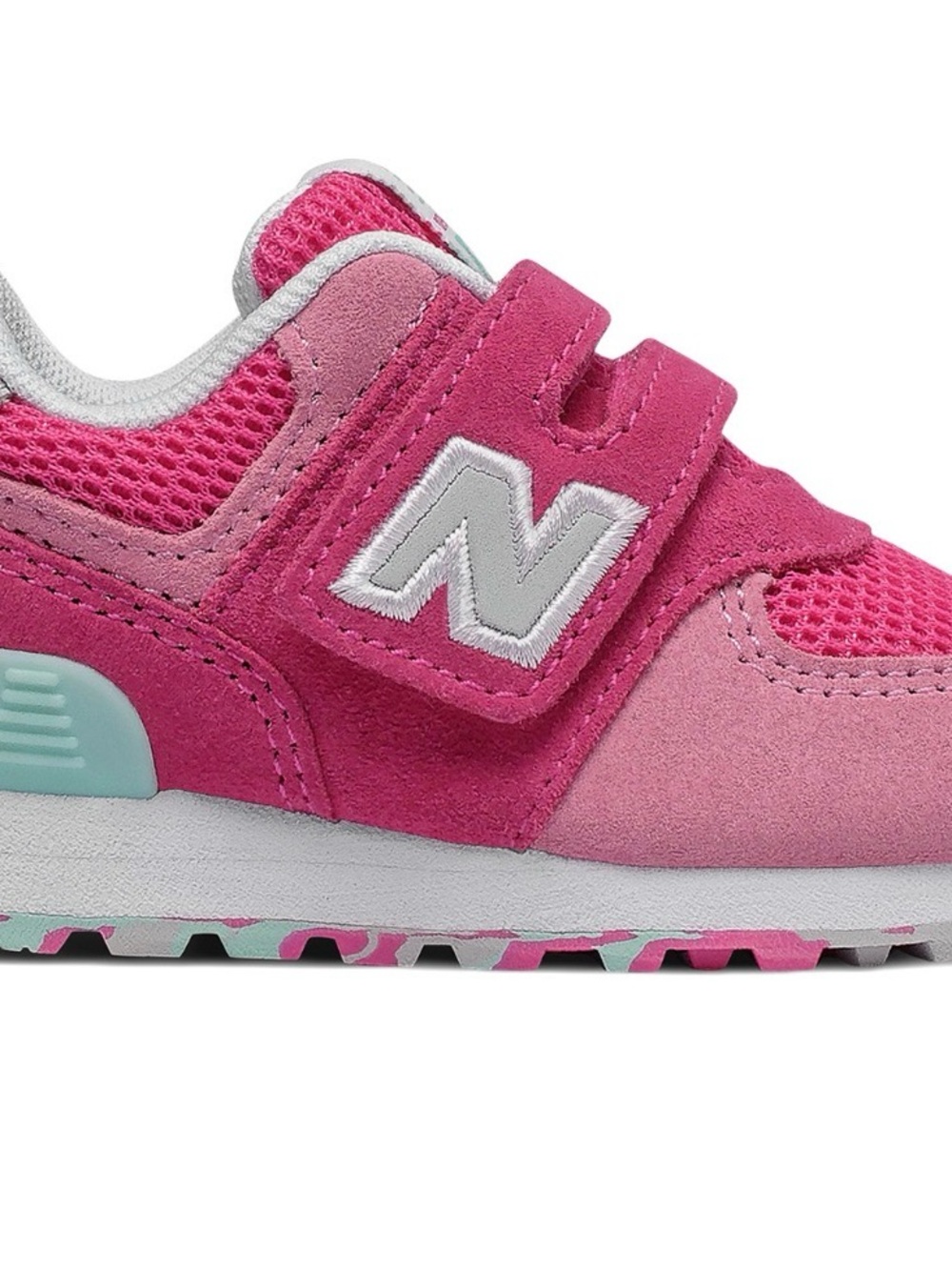 New Balance 574 Toddlers Hot Pink and Light Pink Velcro Sneakers
